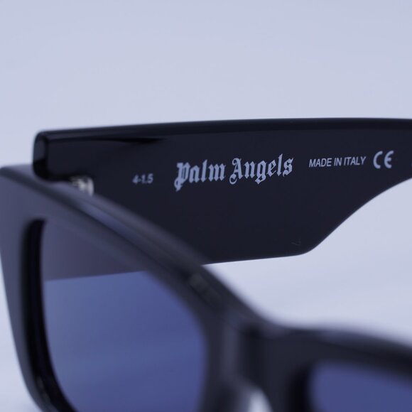 Palm Angels PERI002 PALM 1045 Sunglasses Black Rectangle Frame, Blue Lenses - Picture 3 of 10